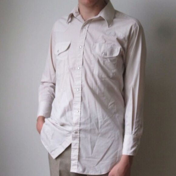 🌹VINTAGE Mens Shirt M Medium Pearl Snap Button - Picture 1 of 5